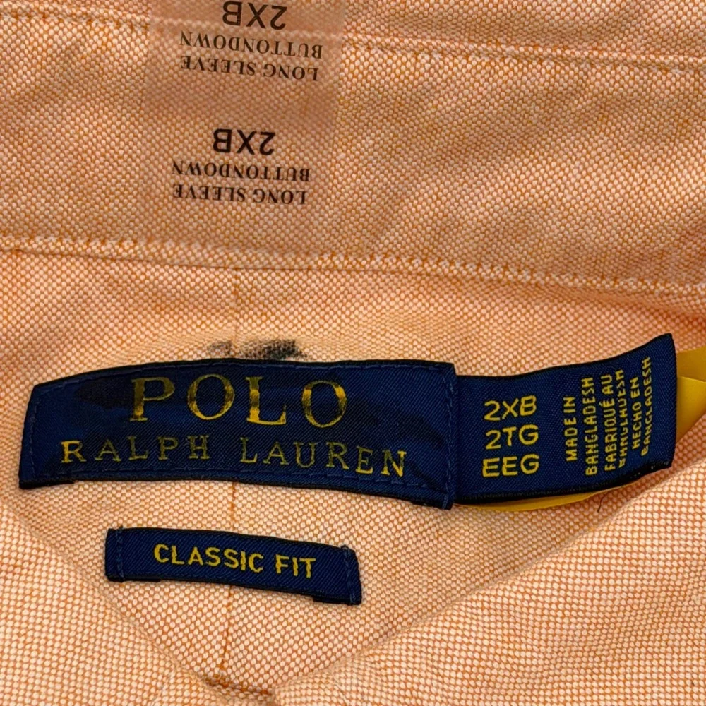 Polo Ralph Lauren Button Down Mens 2XB Peach Classic Fit Oxford Pony Logo LS